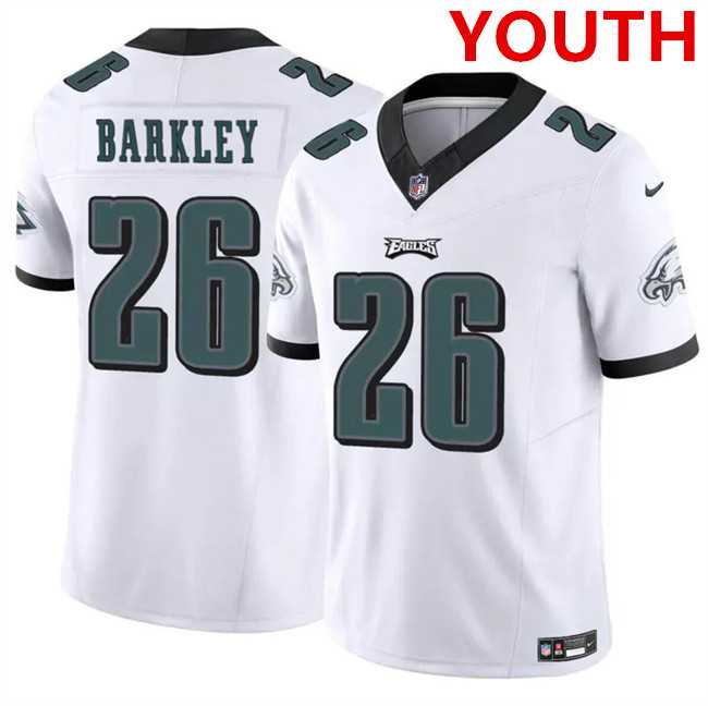 Youth Philadelphia Eagles #26 Saquon Barkley White 2023 F.U.S.E Vapor Untouchable Limited Stitched Jersey Dzhi